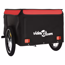 vidaXL Bike Cargo Trailer Bike Carriage Bicycle Wagon Trailer with Flag Iron - red, 124 x 62.5 x 52 cm - Additional view 6