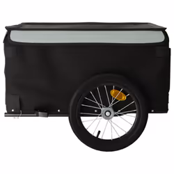 vidaXL Bike Cargo Trailer Bike Carriage Bicycle Wagon Trailer with Flag Iron - grey, 124 x 62.5 x 52 cm - Additional view 5