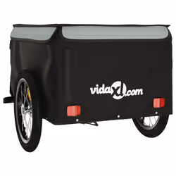 vidaXL Bike Cargo Trailer Bike Carriage Bicycle Wagon Trailer with Flag Iron - grey, 124 x 62.5 x 52 cm - Additional view 6