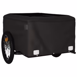 vidaXL Bike Cargo Trailer Bike Carriage Bicycle Wagon Trailer with Flag Iron - grey, 124 x 62.5 x 52 cm - Additional view 7