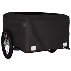 vidaXL Bike Cargo Trailer Bike Carriage Bicycle Wagon Trailer with Flag Iron - yellow, 124 x 62.5 x 52 cm - Additional view 4