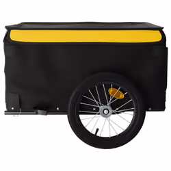 vidaXL Bike Cargo Trailer Bike Carriage Bicycle Wagon Trailer with Flag Iron - yellow, 124 x 62.5 x 52 cm - Additional view 6