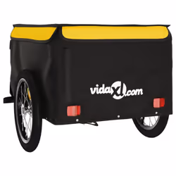 vidaXL Bike Cargo Trailer Bike Carriage Bicycle Wagon Trailer with Flag Iron - yellow, 124 x 62.5 x 52 cm - Additional view 7