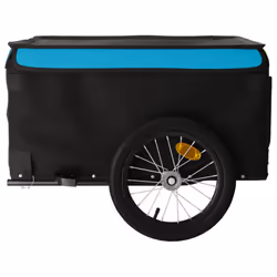 vidaXL Bike Cargo Trailer Bike Carriage Bicycle Wagon Trailer with Flag Iron - blue, 124 x 62.5 x 52 cm - Additional view 5