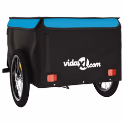 vidaXL Bike Cargo Trailer Bike Carriage Bicycle Wagon Trailer with Flag Iron - blue, 124 x 62.5 x 52 cm - Additional view 6