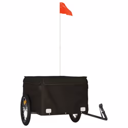 vidaXL Bike Cargo Trailer Bike Carriage Bicycle Wagon Trailer with Flag Iron - black