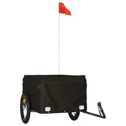 vidaXL Bike Cargo Trailer Bike Carriage Bicycle Wagon Trailer with Flag Iron - black