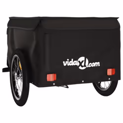 vidaXL Bike Cargo Trailer Bike Carriage Bicycle Wagon Trailer with Flag Iron - black - Additional view 6