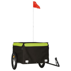 vidaXL Bike Cargo Trailer Bike Carriage Bicycle Wagon Trailer with Flag Iron - green, 124 x 62.5 x 52 cm