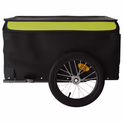 vidaXL Bike Cargo Trailer Bike Carriage Bicycle Wagon Trailer with Flag Iron - green, 124 x 62.5 x 52 cm - Additional view 5