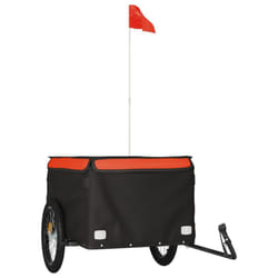 vidaXL Bike Cargo Trailer Bike Carriage Bicycle Wagon Trailer with Flag Iron - orange, 130 x 69 x 59 cm