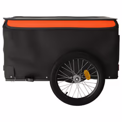 vidaXL Bike Cargo Trailer Bike Carriage Bicycle Wagon Trailer with Flag Iron - orange, 130 x 69 x 59 cm - Additional view 5