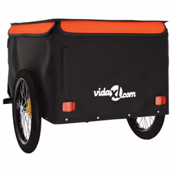 vidaXL Bike Cargo Trailer Bike Carriage Bicycle Wagon Trailer with Flag Iron - orange, 130 x 69 x 59 cm - Additional view 6
