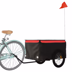 vidaXL Bike Cargo Trailer Bike Carriage Bicycle Wagon Trailer with Flag Iron - red, 134 x 69 x 59 cm - Additional view 2