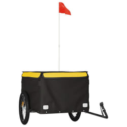 vidaXL Bike Cargo Trailer Bike Carriage Bicycle Wagon Trailer with Flag Iron - yellow