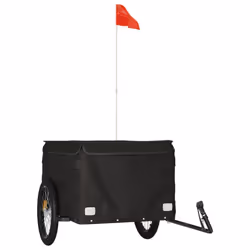 vidaXL Bike Cargo Trailer Bike Carriage Bicycle Wagon Trailer with Flag Iron - black, 134 x 69 x 59 cm