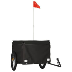 vidaXL Bike Cargo Trailer Bike Carriage Bicycle Wagon Trailer with Flag Iron - black, 134 x 69 x 59 cm