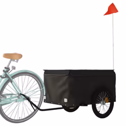 vidaXL Bike Cargo Trailer Bike Carriage Bicycle Wagon Trailer with Flag Iron - black, 134 x 69 x 59 cm