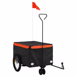 vidaXL Bike Cargo Trailer Bike Carriage Bicycle Wagon Trailer with Flag Iron - orange