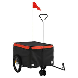 vidaXL Bike Cargo Trailer Bike Carriage Bicycle Wagon Trailer with Flag Iron - orange