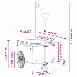 vidaXL Bike Cargo Trailer Bike Carriage Bicycle Wagon Trailer with Flag Iron - orange