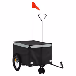 vidaXL Bike Cargo Trailer Bike Carriage Bicycle Wagon Trailer with Flag Iron - grey