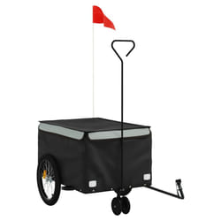 vidaXL Bike Cargo Trailer Bike Carriage Bicycle Wagon Trailer with Flag Iron - grey