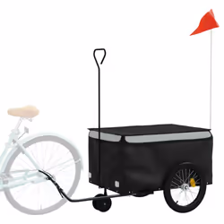 vidaXL Bike Cargo Trailer Bike Carriage Bicycle Wagon Trailer with Flag Iron - grey