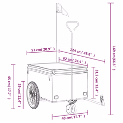 vidaXL Bike Cargo Trailer Bike Carriage Bicycle Wagon Trailer with Flag Iron - grey