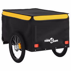 vidaXL Bike Cargo Trailer Bike Carriage Bicycle Wagon Trailer with Flag Iron - yellow, 124 x 53 x 45 cm - Additional view 6