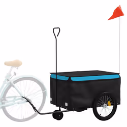 vidaXL Bike Cargo Trailer Bike Carriage Bicycle Wagon Trailer with Flag Iron - blue, 124 x 53 x 45 cm - Additional view 2