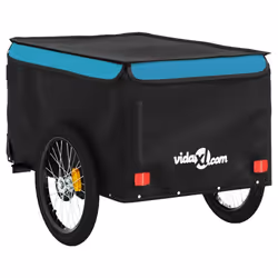 vidaXL Bike Cargo Trailer Bike Carriage Bicycle Wagon Trailer with Flag Iron - blue, 124 x 53 x 45 cm - Additional view 7