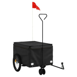 vidaXL Bike Cargo Trailer Bike Carriage Bicycle Wagon Trailer with Flag Iron - black, 124 x 53 x 45 cm