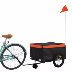 vidaXL Bike Cargo Trailer Bike Carriage Bicycle Wagon Trailer with Flag Iron - orange, 62.5 x 124 x 52 cm - Additional view 2