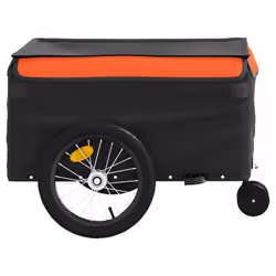 vidaXL Bike Cargo Trailer Bike Carriage Bicycle Wagon Trailer with Flag Iron - orange, 62.5 x 124 x 52 cm - Additional view 6