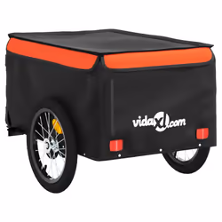 vidaXL Bike Cargo Trailer Bike Carriage Bicycle Wagon Trailer with Flag Iron - orange, 62.5 x 124 x 52 cm - Additional view 7