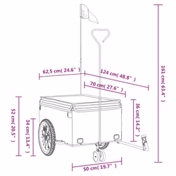 vidaXL Bike Trailer Bicycle Cargo Trailer Bike Cart Black and Red 45 kg Iron - Additional view 2
