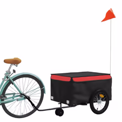 vidaXL Bike Trailer Bicycle Cargo Trailer Bike Cart Black and Red 45 kg Iron - Additional view 8