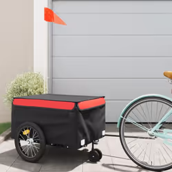 vidaXL Bike Trailer Bicycle Cargo Trailer Bike Cart Black and Red 45 kg Iron - Additional view 9