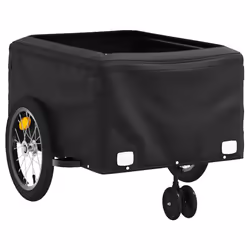 vidaXL Bike Cargo Trailer Bike Carriage Bicycle Wagon Trailer with Flag Iron - grey, 62.5 x 124 x 52 cm - Additional view 4