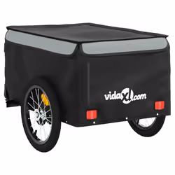 vidaXL Bike Cargo Trailer Bike Carriage Bicycle Wagon Trailer with Flag Iron - grey, 62.5 x 124 x 52 cm - Additional view 7