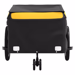 vidaXL Bike Cargo Trailer Bike Carriage Bicycle Wagon Trailer with Flag Iron - yellow, 62.5 x 124 x 52 cm - Additional view 4