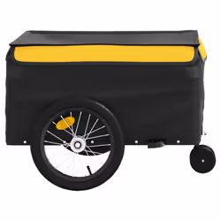 vidaXL Bike Cargo Trailer Bike Carriage Bicycle Wagon Trailer with Flag Iron - yellow, 62.5 x 124 x 52 cm - Additional view 5
