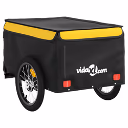 vidaXL Bike Cargo Trailer Bike Carriage Bicycle Wagon Trailer with Flag Iron - yellow, 62.5 x 124 x 52 cm - Additional view 6