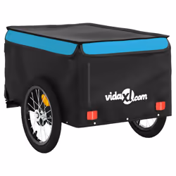 vidaXL Bike Cargo Trailer Bike Carriage Bicycle Wagon Trailer with Flag Iron - blue, 62.5 x 124 x 52 cm - Additional view 6