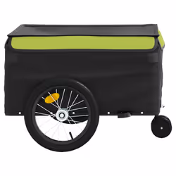 vidaXL Bike Cargo Trailer Bike Carriage Bicycle Wagon Trailer with Flag Iron - green, 62.5 x 124 x 52 cm - Additional view 6
