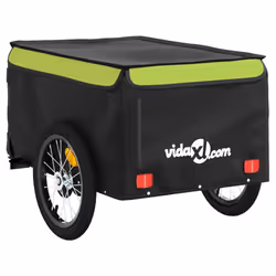 vidaXL Bike Cargo Trailer Bike Carriage Bicycle Wagon Trailer with Flag Iron - green, 62.5 x 124 x 52 cm - Additional view 7