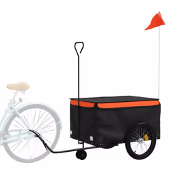 vidaXL Bike Cargo Trailer Bike Carriage Bicycle Wagon Trailer with Flag Iron - orange, 137 x 68 x 59 cm - Additional view 2