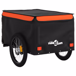 vidaXL Bike Cargo Trailer Bike Carriage Bicycle Wagon Trailer with Flag Iron - orange, 137 x 68 x 59 cm - Additional view 7