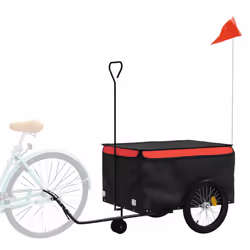 vidaXL Bike Cargo Trailer Bike Carriage Bicycle Wagon Trailer with Flag Iron - red, 137 x 68 x 59 cm - Additional view 2